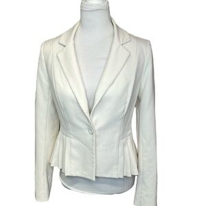 Review Pleated Peplum Blazer Cream